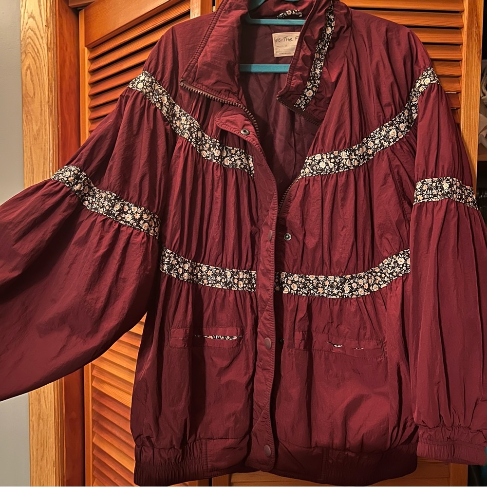 NWT free people mulberry maroon puffer jacket